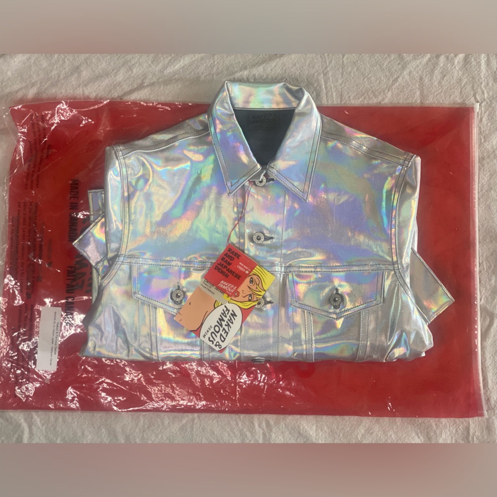 NWT RARE Naked and Famous Hologram Denim Jacket/Size Small - Picture 5 of 16